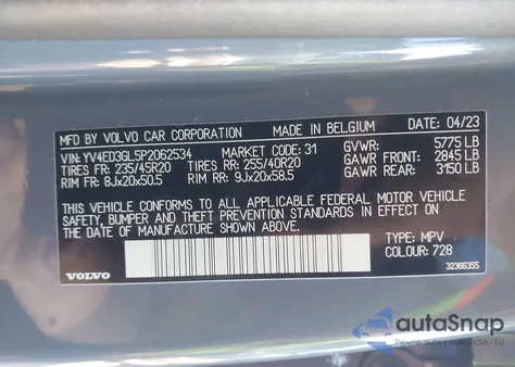 2023 Volvo C40 Recharge Pure Electric Twin Plus z USA, uszkodzony, nr VIN YV4ED3GL5P2062534